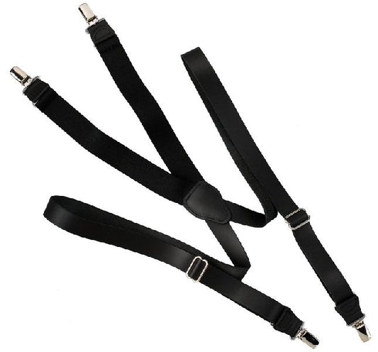 Black Leather Suspenders - 3cm